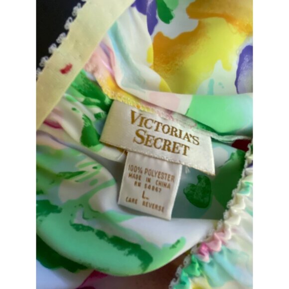 Vintage Victoria's Secret Floral‎ Two-Piece Pajama Short Set Large Eighties Rock - Picture 12 of 13